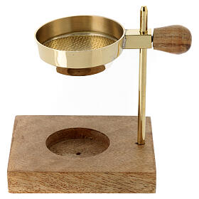 Gold plated brass incense burner, adjustable height, 4.5 in