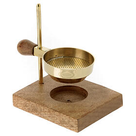 Gold plated brass incense burner, adjustable height, 4.5 in