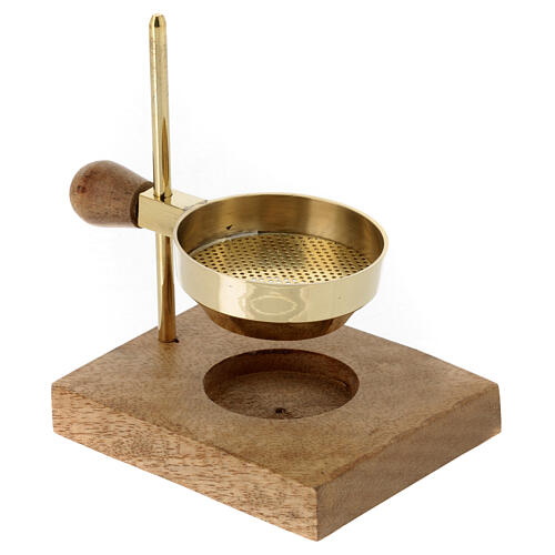 Gold plated brass incense burner, adjustable height, 4.5 in 2