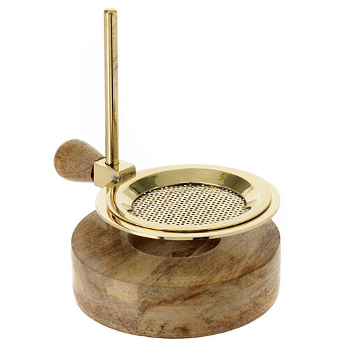 Bruciaincenso regolabile ottone dorato piattino h 13 cm 2