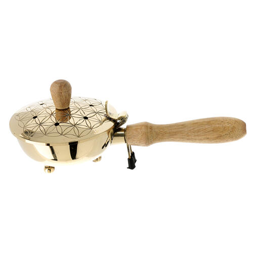 Bruciaincenso motivo floreale larghezza 20 cm ottone dorato 1
