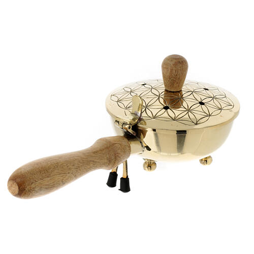 Bruciaincenso motivo floreale larghezza 20 cm ottone dorato 3