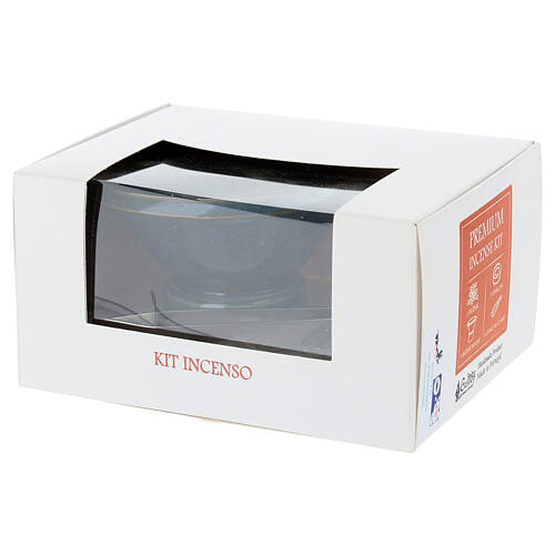 Kit brûle-encens céramique bleue 7x10 cm 3