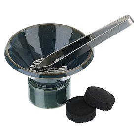 Kit bruciaincenso ceramica blu 7x10 cm