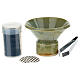 Light green ceramic incense burner kit, 7x10 cm s1