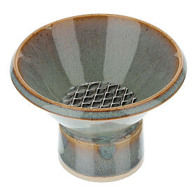 Blue ceramic incense burner, 3x4 in