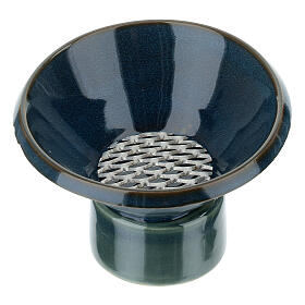 Blue ceramic incense burner, 8x4 in