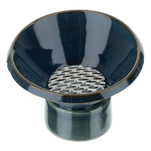 Blue ceramic incense burner, 7x10 cm 2