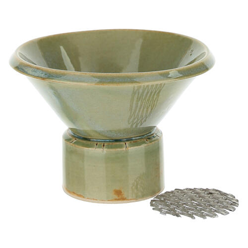 Bruciaincenso ceramica verde chiaro 7x10 cm 1