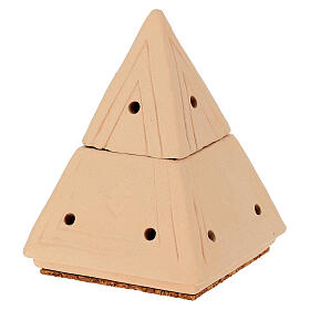 Brûle-encens pyramide en terre cuite 10 cm