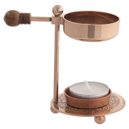 Incensario ajustable 11 cm pomo madera para incienso acabado oro rosa 4