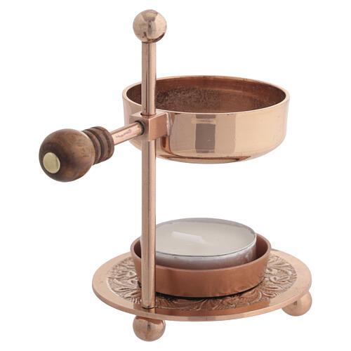 Brûle-encens réglable 11 cm bouton en bois finition or rose 6