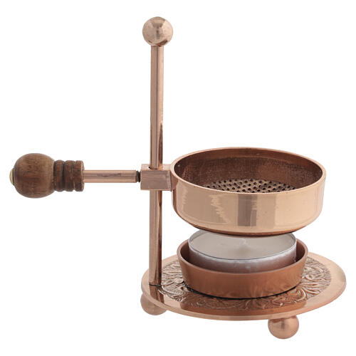 Bruciatore regolabile 11 cm manopola legno per incenso finitura oro rosa 5