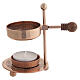Adjustable brass incense burner with wooden knob, rose-gold finish 11 cm s1