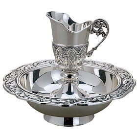 Ewer and basin in silver brass, Molina