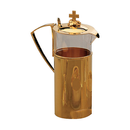 Jug for manuterge Molina glass container with shiny finish in golden brass 1