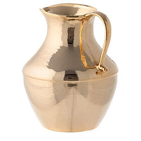 Jug with saucer for washing hands in glossy brass s6