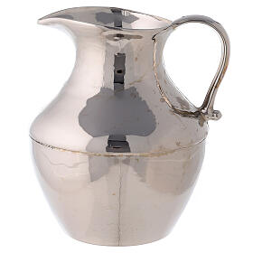 Jug with saucer for washing hands in glossy brass s2