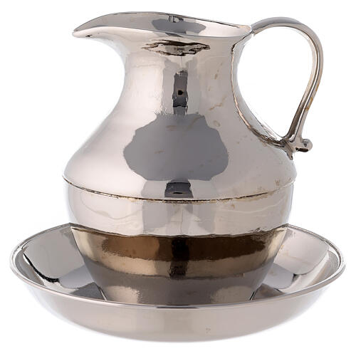 Polished nickel-plated brass ewer and basin 1