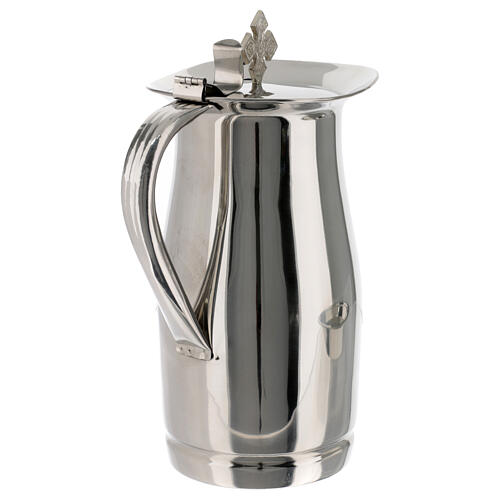 Hand-washing ewer with basin, cross on top, 1.5 litre, nickel-plated brass 2