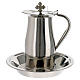 Hand-washing ewer with basin, cross on top, 1.5 litre, nickel-plated brass s1