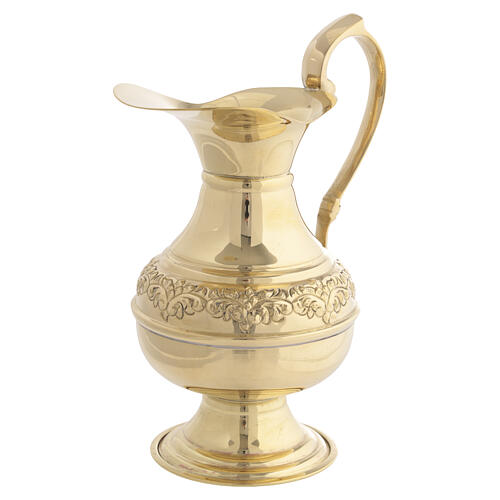 Brass ewer for hand washing ritual, gold finish, 8 in 2