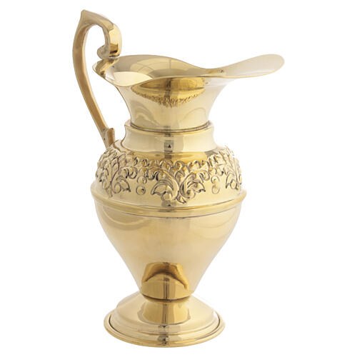 Jarro em latão polido dourado com decorações florais 15 cm recipiente para lavagem das mãos 3