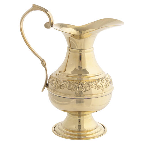 Brocca e ciotola manutergio in ottone finitura oro con decori floreali 2