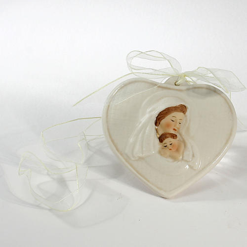Recuerdo Nacimiento Corazón en porcelana Maternidad 8x9 cm 1