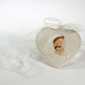 Lembrança Nascimento Coração em porcelana Maternidade 8x9 cm