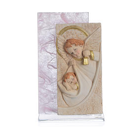 Cadre Ange papier soie rose h 11,5 cm s1