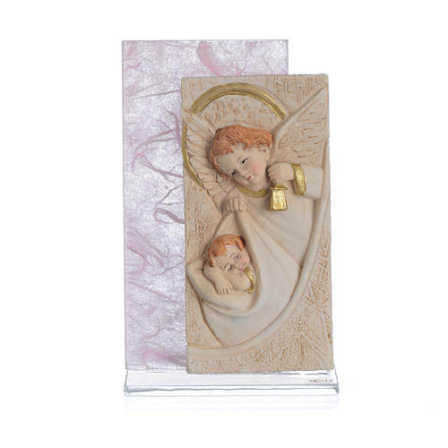 Quadretto Angeli carta seta Rosa 11,5 cm 1