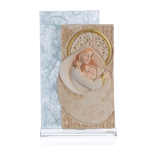 New born baby favour with Maternity image in silk paper, light blue 11.5cm 1