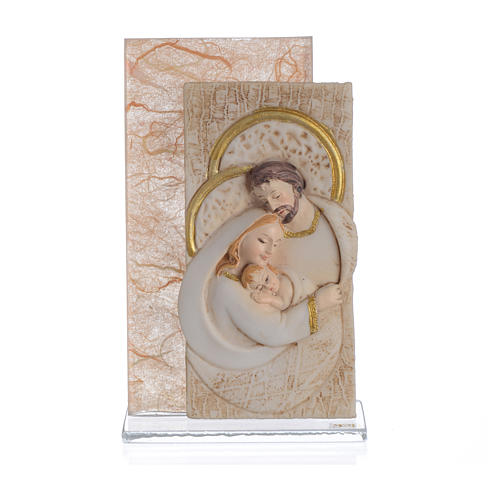 Wedding favour with Holy Family in silk paper, amber 11.5cm 1