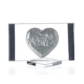 Cuadro plata con corazón y Ámbra cm 4,5x7