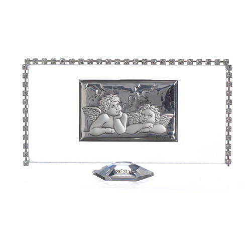 Rectangular picture with angels and rhinestones 12x6cm 1