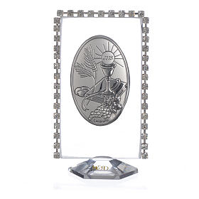 Bild Kommunion oval Silber Platte mit Strass 8x4.5cm