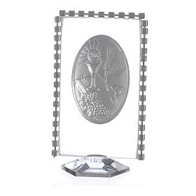 Bild Kommunion oval Silber Platte mit Strass 8x4.5cm