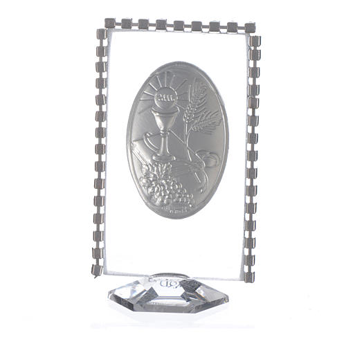 Bild Kommunion oval Silber Platte mit Strass 8x4.5cm 2
