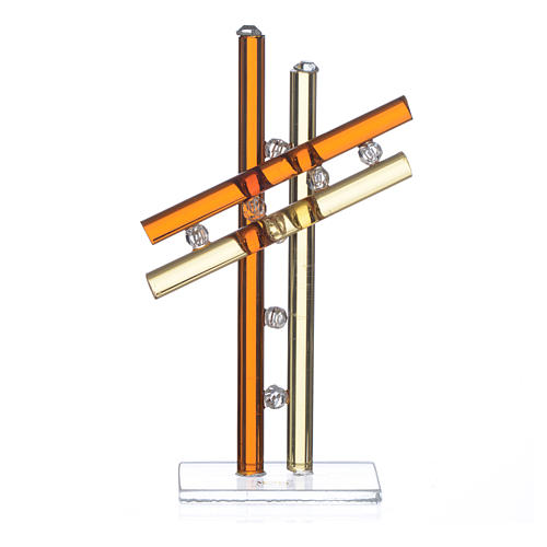 Croix verre Murano ambre h 12 cm 1