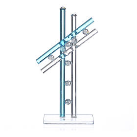 Souvenirs y Recuerdos Sacros: Cruz vidrio Murano Aguamarina h. 12 cm