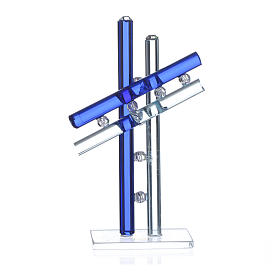 Souvenirs y Recuerdos Sacros: Cruz Vidrio Murano azul h.12 cm