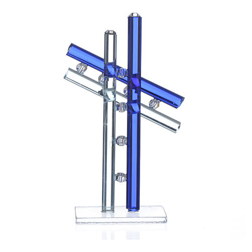 Blue Murano Glass Cross h. 12cm 2