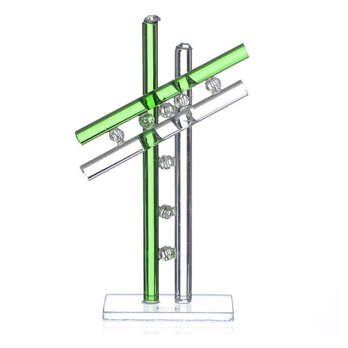 Green Murano Glass Cross h. 12 cm 1