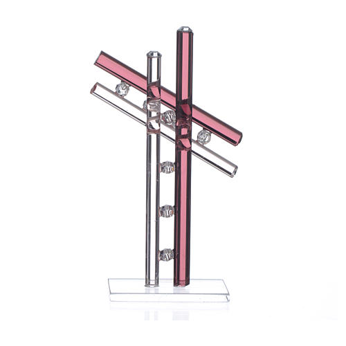 Croce Vetro Murano Viola h. 12 cm 2