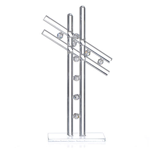 Krzyż szkło Murano białe 16cm 2