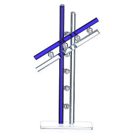 Souvenirs y Recuerdos Sacros: Cruz Vidrio Murano Azul 16 cm alt.