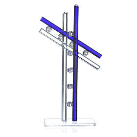 Souvenirs y Recuerdos Sacros: Cruz Vidrio Murano Azul 16 cm alt.