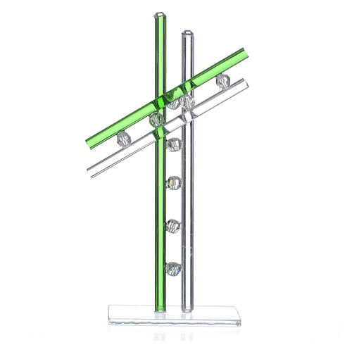 Croix verre Murano vert h 16 cm 1
