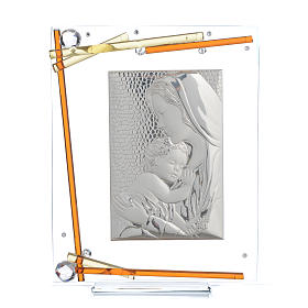 Regalo Nacimiento Cuadro Maternidad cristal y plata 25x20 cm